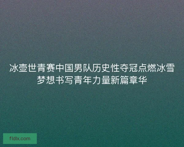 冰壶世青赛中国男队历史性夺冠点燃冰雪梦想书写青年力量新篇章华 冰壶世青赛中国男队历史性夺冠点燃冰雪梦想书写青年力量新篇章华